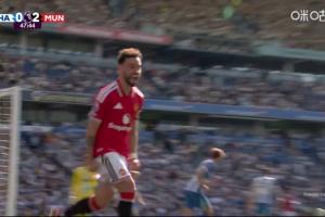 英超9球21助！B费劲射破门本场传射，曼联客场3-0领先布莱顿